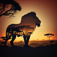 silhouettes of animals on earth KI