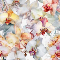 Obraz na płótnie Canvas Floral Watercolor Seamless Pattern - Botanical Illustration - Generative AI