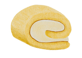 Milk Roll Cake isolated on transparent background PNG file