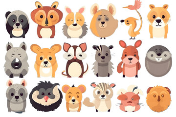 animal cartoon icon collection. set of animals. cute