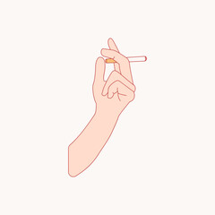 symbol of hand holding a cigarette  icon to take care of health