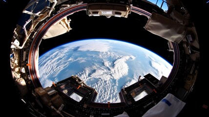 view of the earth from a window of the international space station generative ai