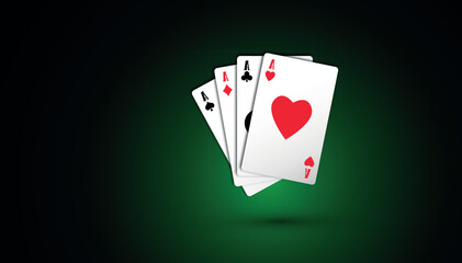 carte da poker sul tappeto verde, concetto gioco d'azzardo,