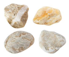 Obraz premium Set of beautiful textured stones isolated on transparent background.