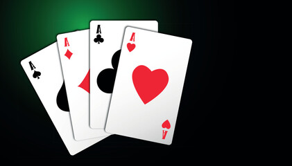 carte da poker sul tappeto verde, concetto gioco d'azzardo,