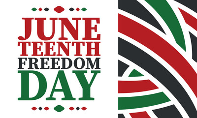 Juneteenth. Freedom and Emancipation day in June. Independence Day. Annual African-American holiday, celebrated in June 19. American history and heritage. Vector poster, illustration and banner