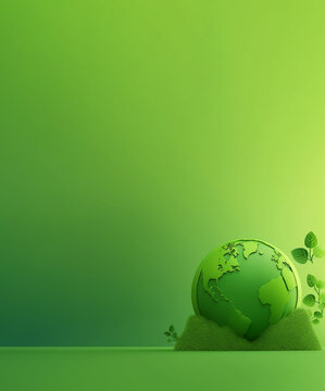 Environment day poster background, green earth conservation concept. Generative AI illustration