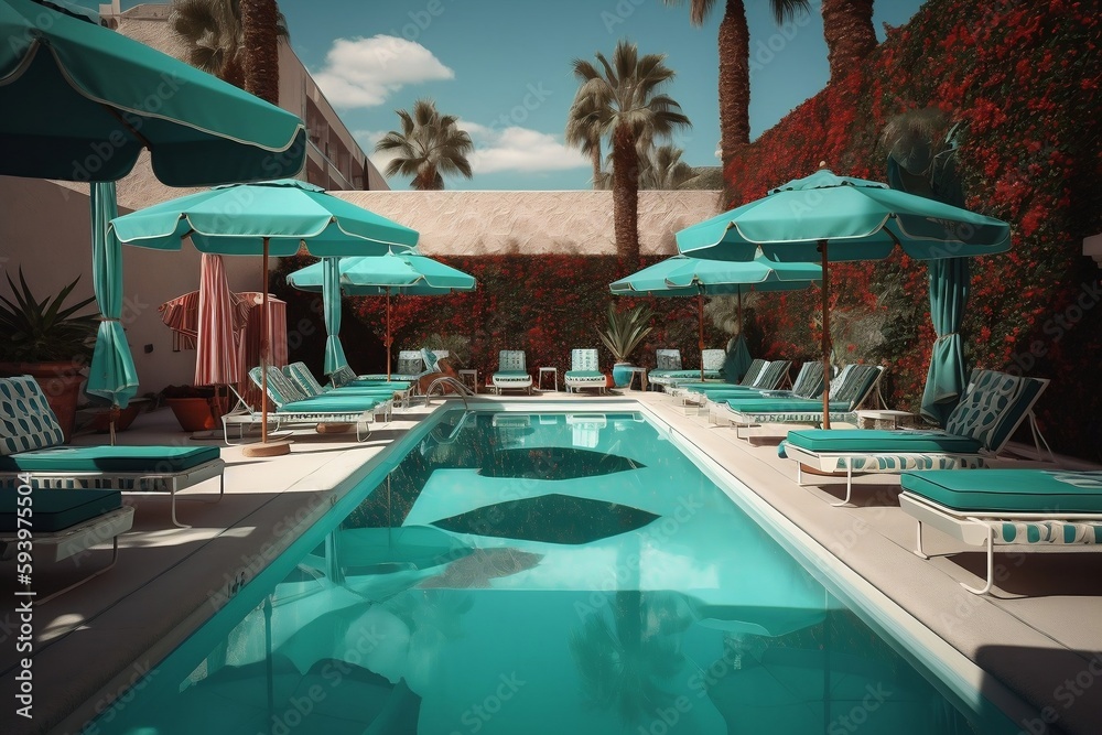 Wall mural las vegas hotel pool. generative AI