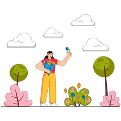 Picking Flowers Illustration