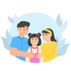 Two Parents Hugging Their Daughter Illustration
