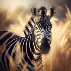Fototapeta na wymiar Zebra In Nature High Detailed