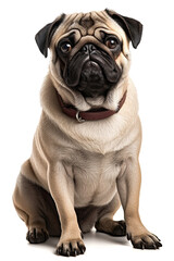  Pug Dog isolated on white background, Generative AI