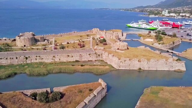 Patra fortress aerial drone view