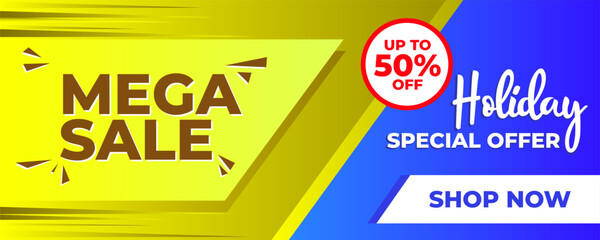 Mega sale special offer banner design for website and social media template