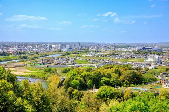 豊田市、野見山展望台から眺める豊田市街