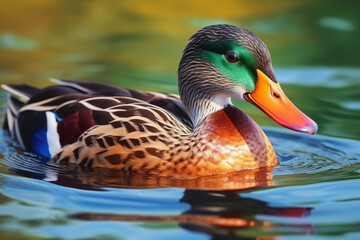 Fototapeta premium duck in the water, ai generative