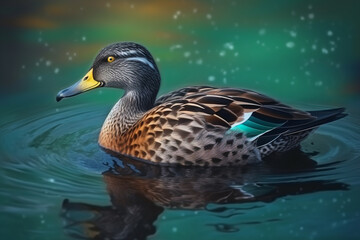 Fototapeta premium duck on the water, ai generative
