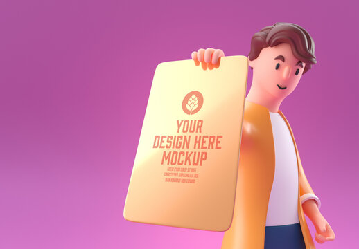 Man with metallic Card Concept Mockup