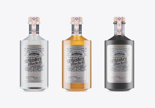 Set 3 Liquor Bottles Mockup