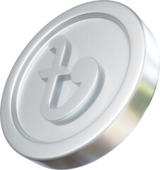 Silver Bangladeshi Taka coin 3d render illustration