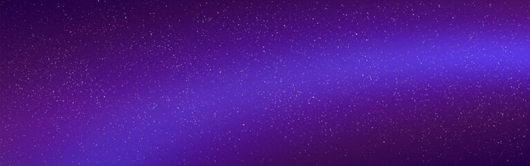 Milky way. Beautiful starry outer space. Wide cosmos texture with realistic stars. Northern lights with color rays. Space wallpaper with stardust effect. Vector illustration