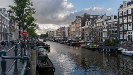 Amsterdam Canal at cloudy day