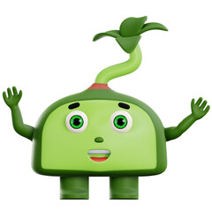 3d cute plant character happy