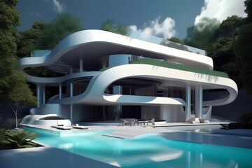 Futuristic mansion house villa