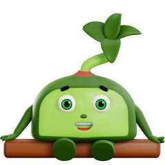 3d cute plant character relax