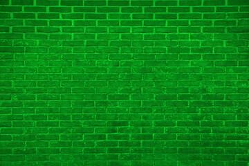 Texture of bright green brick wall as background