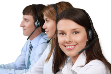 Manager and Call Center Employees in Background - Isolated