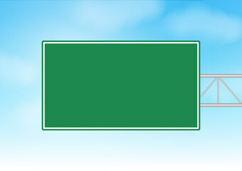 Highway road sign. Traffic Sign. Street traffic Sign against Blue Sky. Vector Illustration Isolated on White Background.