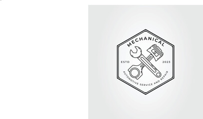 cross wrench and piston for mechanical logo vector illustration design