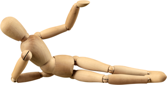 Wooden Mannequin Dummy Lying Down - Isolated