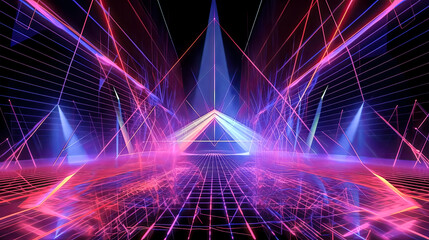 A Magnificient abstract panoramic background with neon light and laser was created - generative ai.