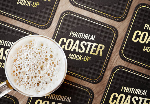 Coaster Mockup Template Restaurant Pub Cafe Bar Beer Round