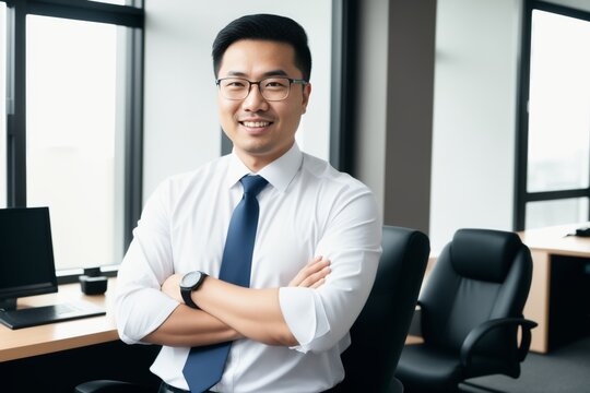 Professional, smile and portrait of asian man in office for startup, confident and pride. 