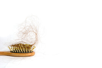 Hair loss, hair loss every day, serious problems and hair loss on a white background.
