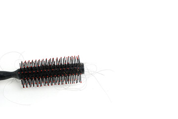Hair loss, hair loss every day, serious problems and hair loss on a white background.
