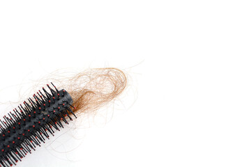 Hair loss, hair loss every day, serious problems and hair loss on a white background.