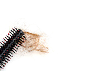 Hair loss, hair loss every day, serious problems and hair loss on a white background.