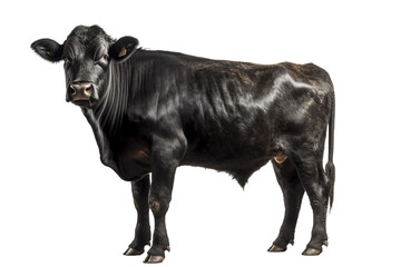 Black angus cow on transparent background, created with generative AI - obrazy, fototapety, plakaty
