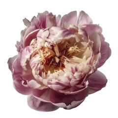 Peony flower head on transparent background, created with generative AI