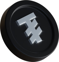 Mongolian Tughrik coin 3d render illustration