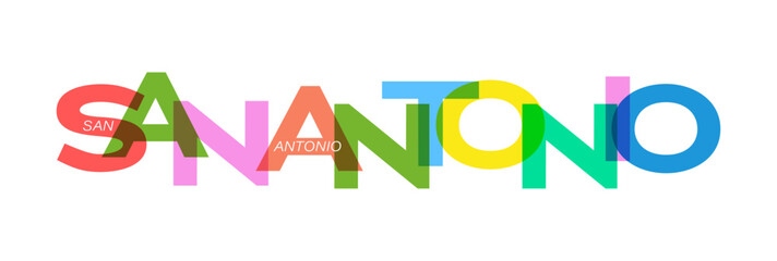 SAN ANTONIO. Lettering on a white background. Vector design template for poster, map, banner