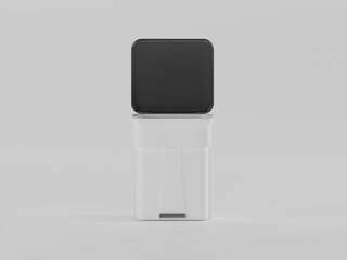 Plastic dustbin 3d illustration with white background 