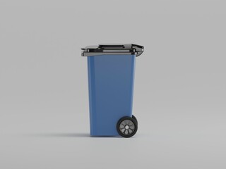 Plastic dustbin 3d illustration with white background 