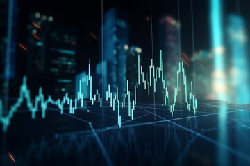 Stock market indicator graph and financial data view. Generative Ai - obrazy, fototapety, plakaty