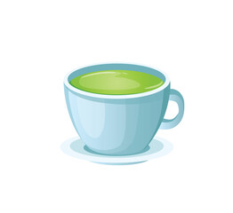 Concept Matcha tea. This is a flat vector illustration with a cartoonish design and a concept of matcha tea. Vector illustration.