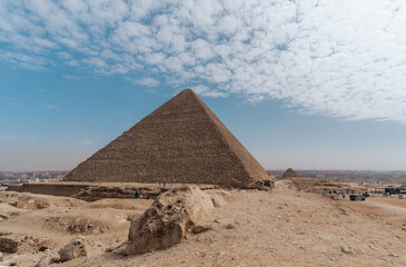 Obraz na płótnie Canvas Keops pyramid landscape with a blue sky. Cairo. Egypt